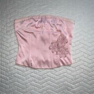 Pink satin and floral corset